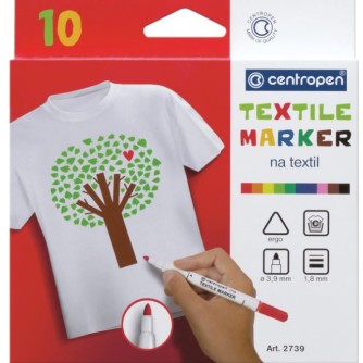 маркеры для ткани в наборе 10 цветов