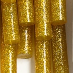 Клеевые стержни, d 7мм х 18 см золото с блестками поштучно